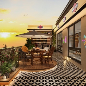 现代户外餐厅3D模型下载